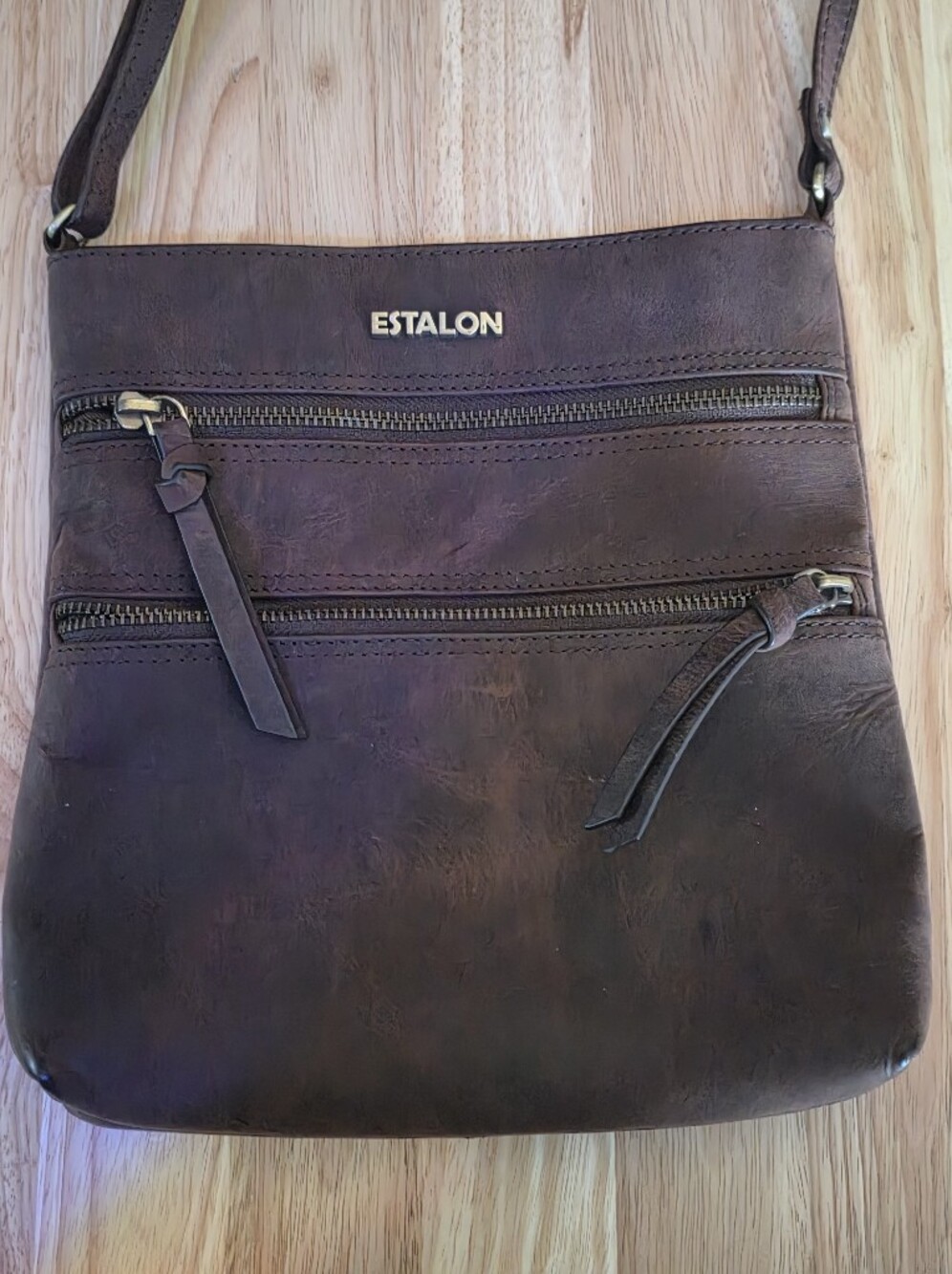 Estalon Brown  Leather Crossbody Bag
